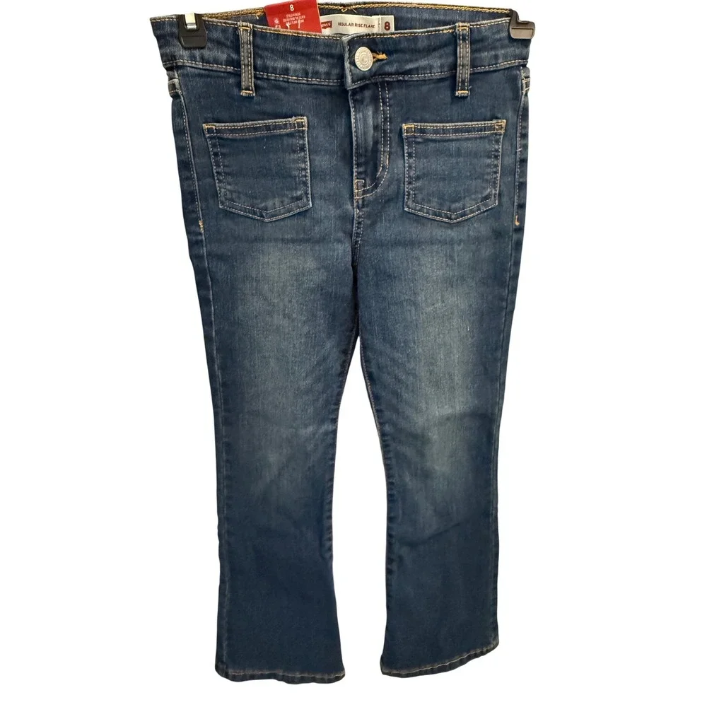 Levi Strauss & Co Girls Size 8 Jeans Bundle Flare‎ Blue Wide Leg Purple 2pk NWT